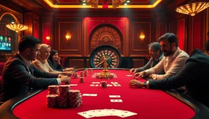 The hidden wiki showcases a luxurious poker game scene with vibrant chips, cards, and an online interface, emphasizing excitement.