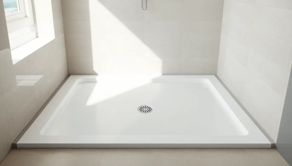 Install a stylish shower base with sleek design and efficient drainage features.