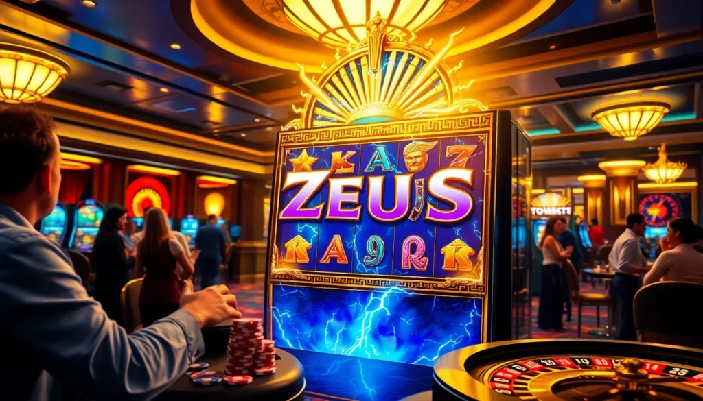 Bergabunglah dengan mesin slot Zeus yang mendebarkan di lingkungan kasino mewah.