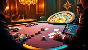 Enjoying a high-stakes game at F8BET with poker chips and cards in play.