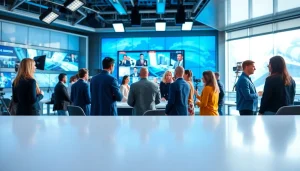 View of https://www.todayville.com newsroom with journalists engaging in news collaboration.