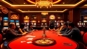 Players at a stylish gaming table enjoying an exciting moment together at Liên Minh KJC casino.