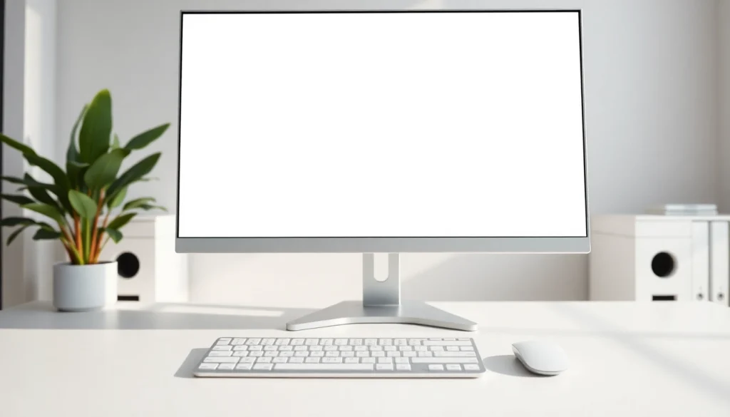 Bright white screen for enhanced focus and lighting, showcasing beyaz ekran in a modern workstation.