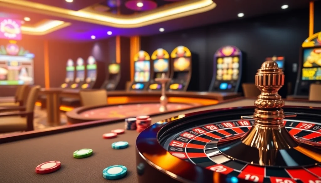 Exciting poker gameplay with SODO66 chips on a luxurious casino table showcasing vibrant action.