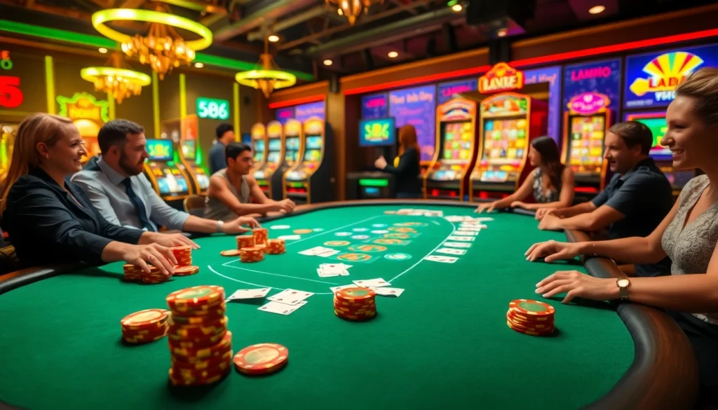 Action-packed casino scene featuring xx88-themed poker chips and cards on a vibrant table.