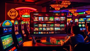 Kubet online casino interface with vibrant games and lively players celebrating wins.