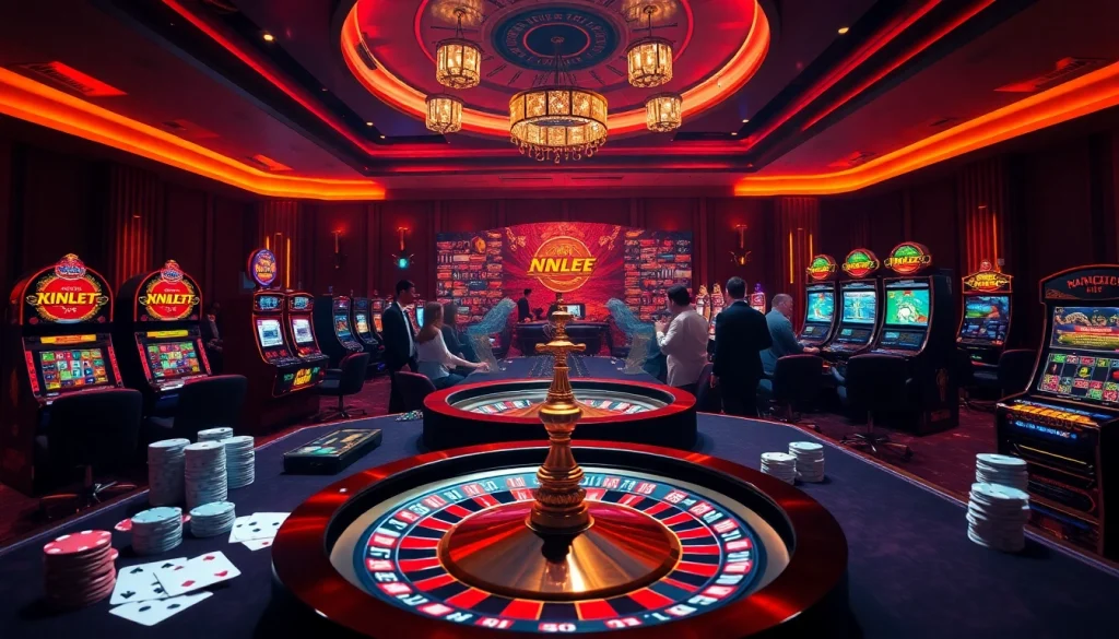Experience dynamic gambling action at https://nk88.sa.com/ with poker chips and roulette wheel playing.