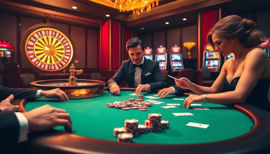 The excitement of a poker game at Haywin com, highlighting intense gameplay and luxurious casino ambiance.