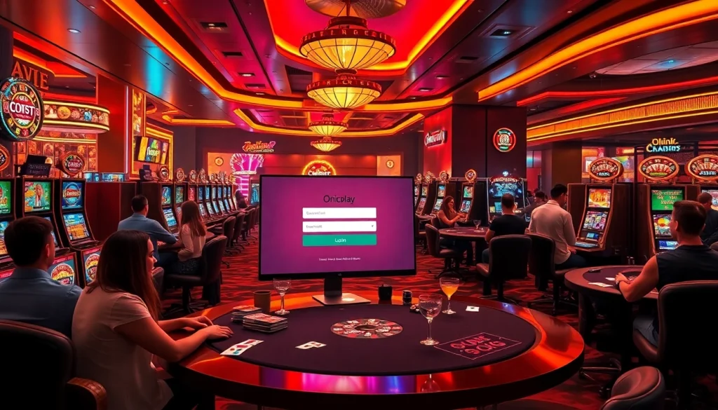 Engage with onicplay login at a luxurious casino featuring vibrant games and exciting players.