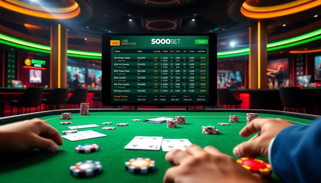 Sebbobet online gambling interface showcasing live betting excitement with poker chips.