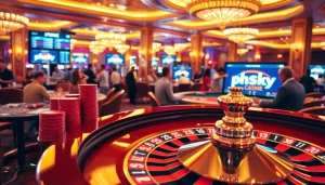 Experience the thrill of casino gaming at PHSKY with vibrant roulette and card games.