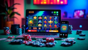 Vibrant online gambling setup showcasing ulat 123 and high RTP games.