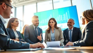 Unlock business growth insights through collaborative strategy in a modern office meeting.