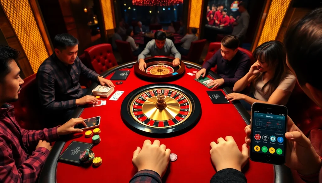 Experience engaging gameplay at GG88 casino with vibrant tables and eager players.