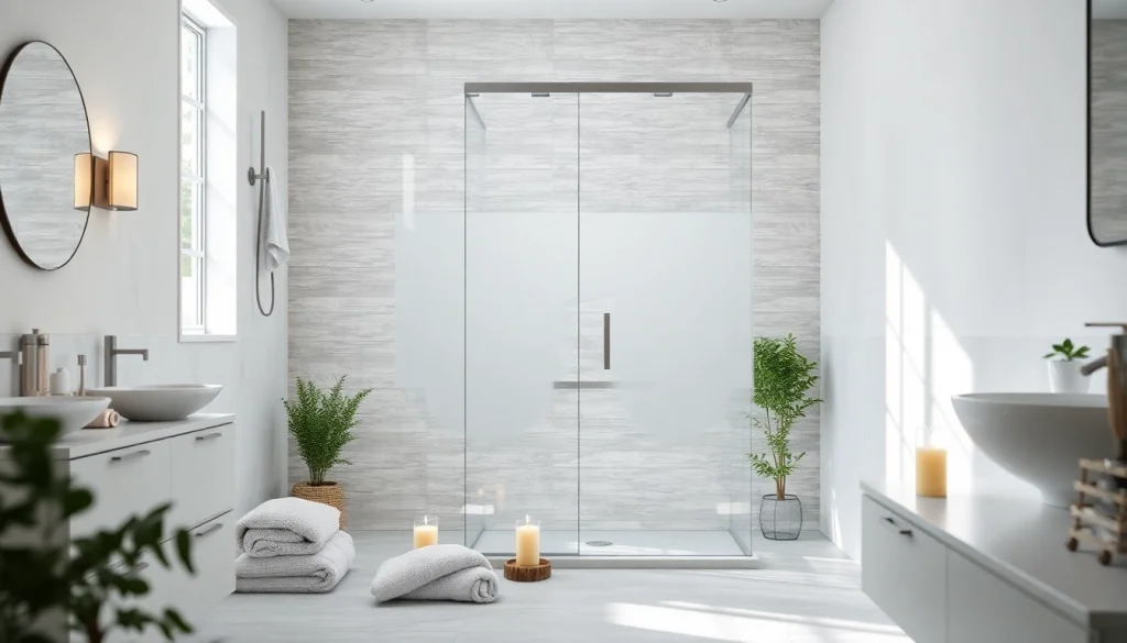 Experience the elegance of sunney shower doors in a modern bathroom setting with natural light and a relaxing atmosphere.