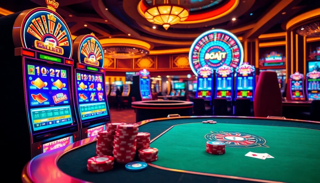 Experience thrilling excitement at idn slot machines in a luxurious casino setting.