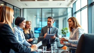 Hire account executives with professionalism in a modern office environment.