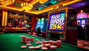 Spinning the reels at slot depo 5k in a luxurious casino environment.