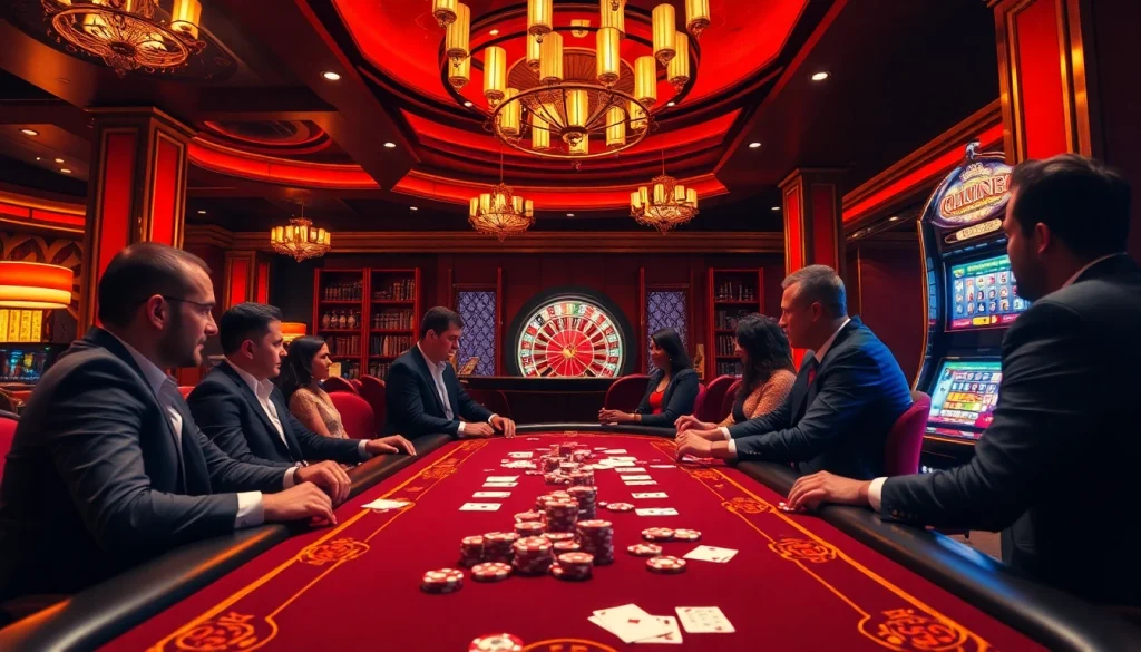 Engaging players at a luxurious casino table featuring 79KING poker action.