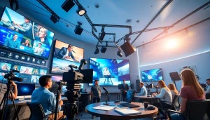 Dynamic digital media studio scene highlighting Lauthaitv's innovative streaming solutions.