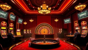 Players engaging at a poker table with hidden wiki themes in a luxurious casino setting.