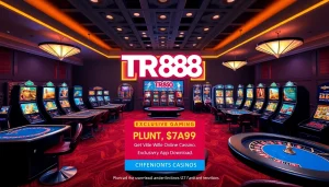 Engaging visual of TR88's online casino featuring slot machines and gaming tables that highlight exciting betting options.