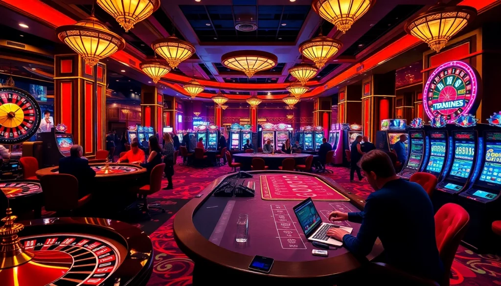 Engaged gamblers at a luxurious casino showcasing the hidden wiki site through vibrant gaming action.