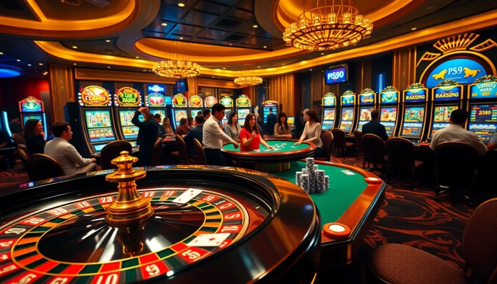 Thrilling gaming action at nhà cái PS99 with vibrant tables and luxury slots.