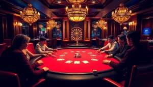 Engage in strategic gaming at an opulent s88 poker table surrounded by serious players.