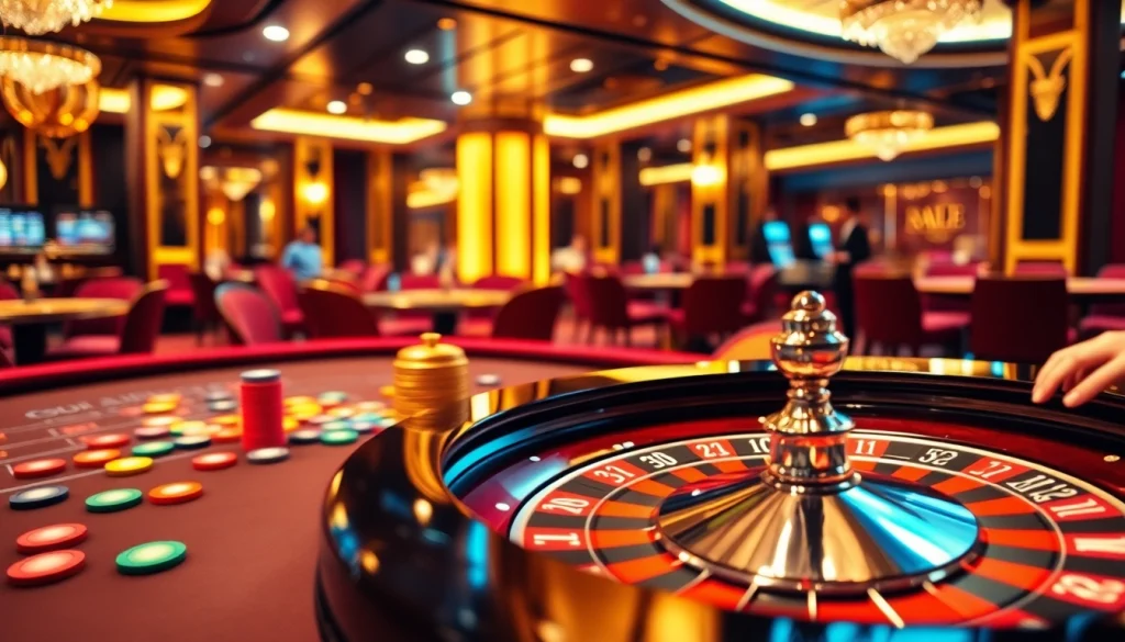 Rasakan getaran kemenangan Datuk Win di meja kasino taruhan tinggi yang dipenuhi chip berwarna-warni dan pemain yang antusias.