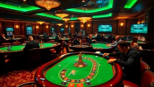 Engaging scene of players at the casino, highlighting the hidden wiki dark web's connection in a vibrant gambling environment.