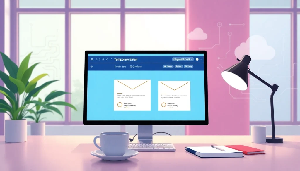 Access temp mail free temporary email service on a digital workspace with modern setup.