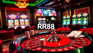 Experience thrilling moments at RR88 casino with immersive gaming tables and vibrant slot machines.