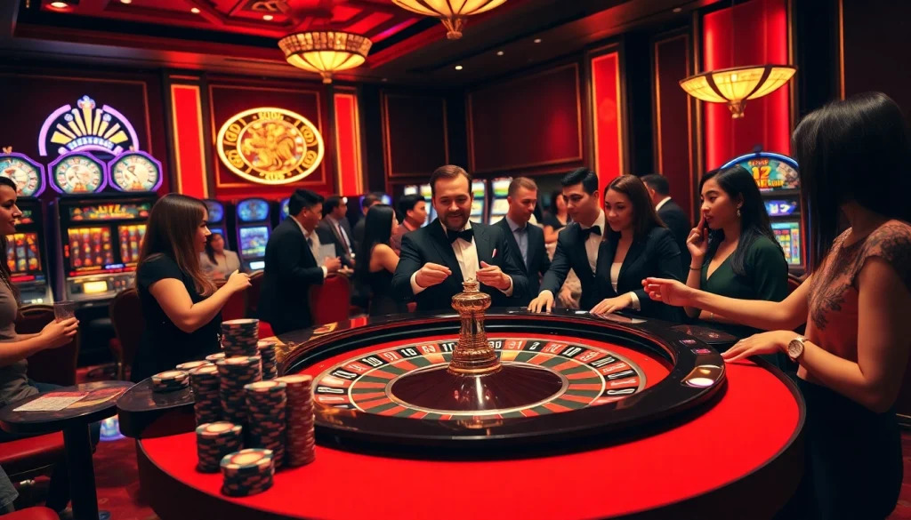 Experience exciting gameplay at luongsontv with players at a vibrant casino table.
