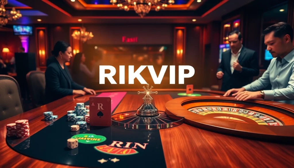 Experience exciting gameplay on RIKVIP’s modern online platform with casino tables and gaming gear.