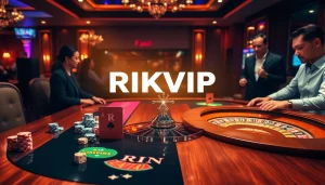 Experience exciting gameplay on RIKVIP’s modern online platform with casino tables and gaming gear.