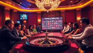 Exciting casino scene with players at the roulette table showcasing the https://tt88.de.com gambling experience.