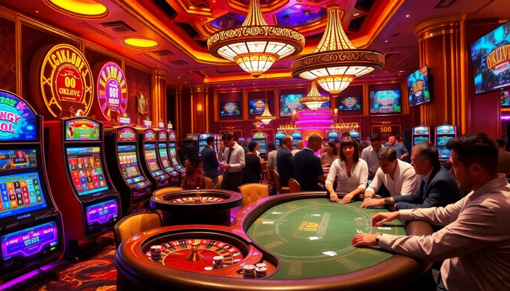 Gambling excitement with players at the casino, featuring OKLIVE live action streams.