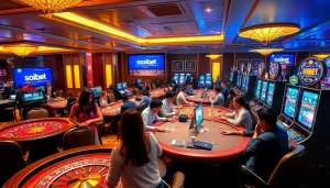 play exciting games at the casino with reliable access via ทางเข้า soibet ล่าสุด, showcasing gaming tables and online interfaces.