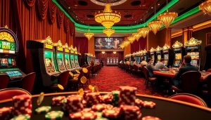 Terlibat dengan slot depo pulsa untuk peluang menang di meja kasino mewah dengan mesin slot yang berwarna-warni.