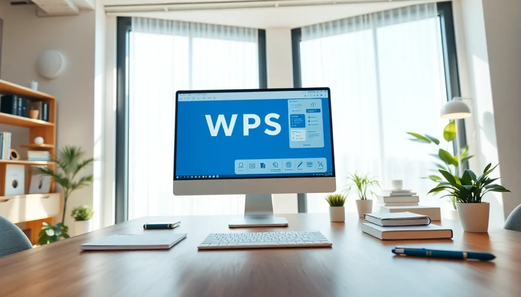 在时尚显示器上运行WPS软件的高效工作区，展现有序且富有创新的工作环境。