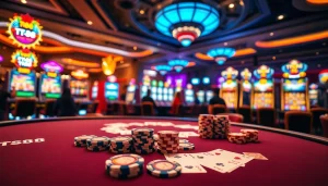 Engaging TT88 gaming table scene with poker chips and cards for a thrilling gambling experience.