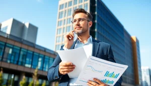 Consultant analyzing data for Registration and certification in Federal databases in a modern office.