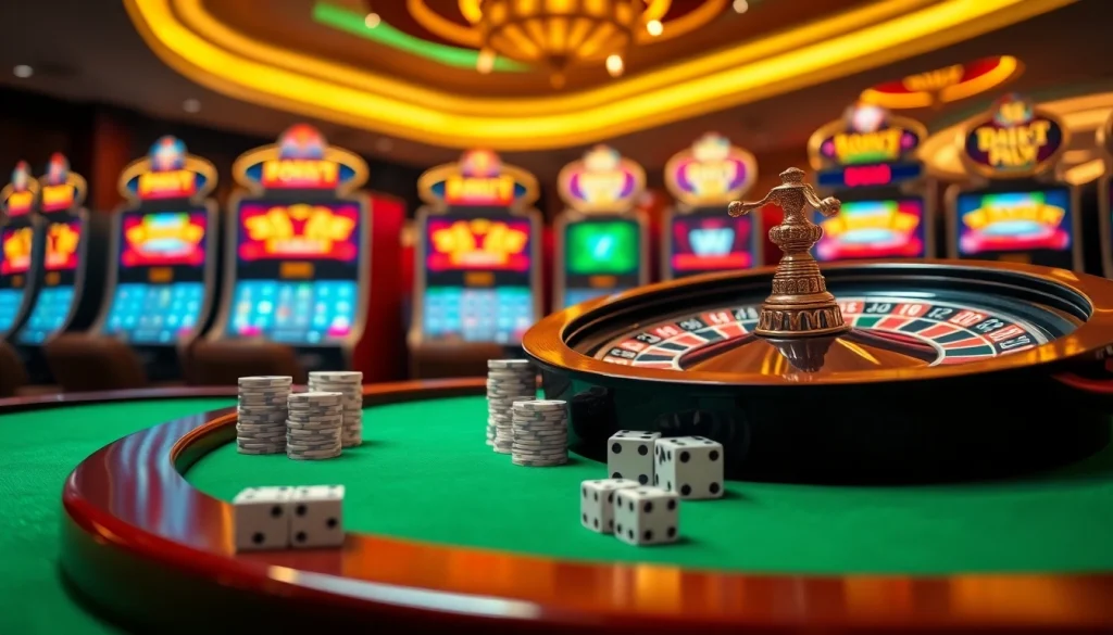 Experience the thrill of gambling with thabet link, featuring a vibrant online casino setup with roulette and poker.