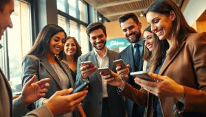 現代の小売取引で、スマートフォンと決済端末を使う多様なユーザーを示すキャッシュレス決済技術の実例