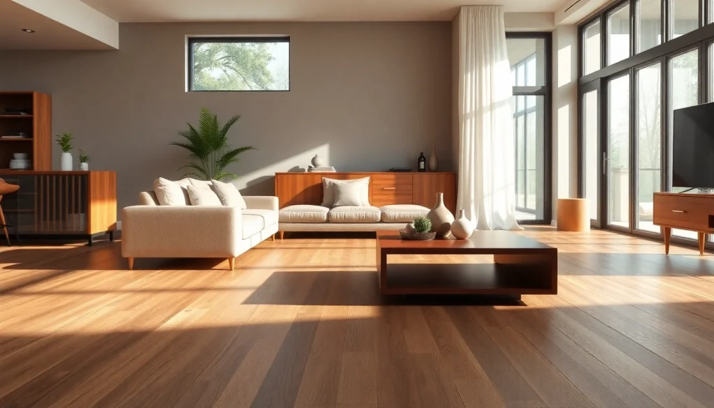 Enhance your space with elegant vinyl flooring featuring modern design elements.