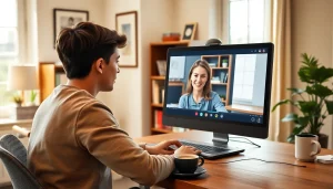 快適な自宅オフィスでネイティブキャンプ カラン メソッド 費用を紹介するオンライン英語学習セッション。