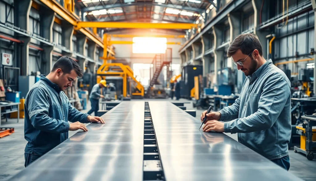 Engineers collaborating in industrial fabrication Edmonton, showcasing craftsmanship and technology.