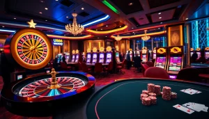 U888 online casino showcasing vibrant games and thrilling betting action in a luxurious atmosphere.