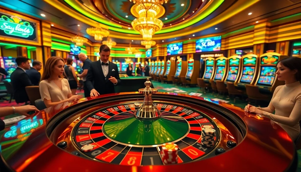 Exciting gaming atmosphere at SC 88 casino, highlighting roulette table action and vibrant gameplay.